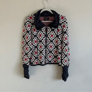 Icelandic Designs Black and White Wool Zip Sweater Medium